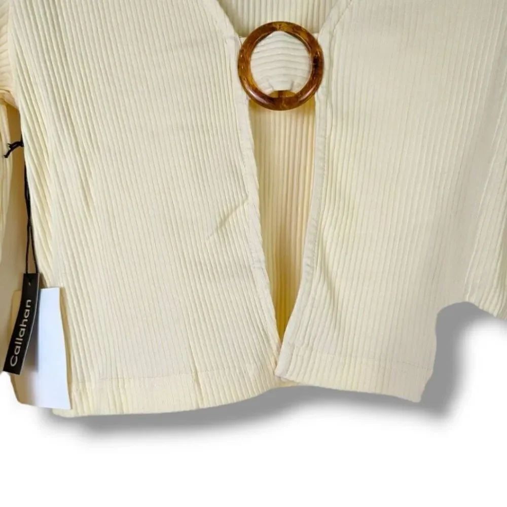 Callahan Knitwear Women's O-ring Front Vera Top Cream Small - Picture 4 of 13